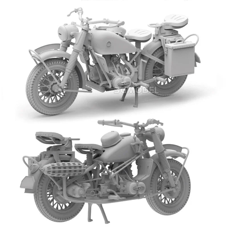 German R75 Solo Military Motorcycle 1/16 Resin Model Kit - 1/16 resin model view 3