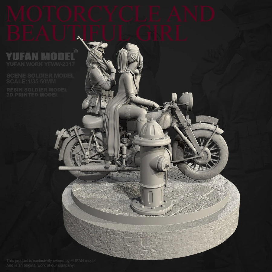 1/35 WWII Soldier with Motorcycle Resin Figure Kit - 1/35 resin model view 4