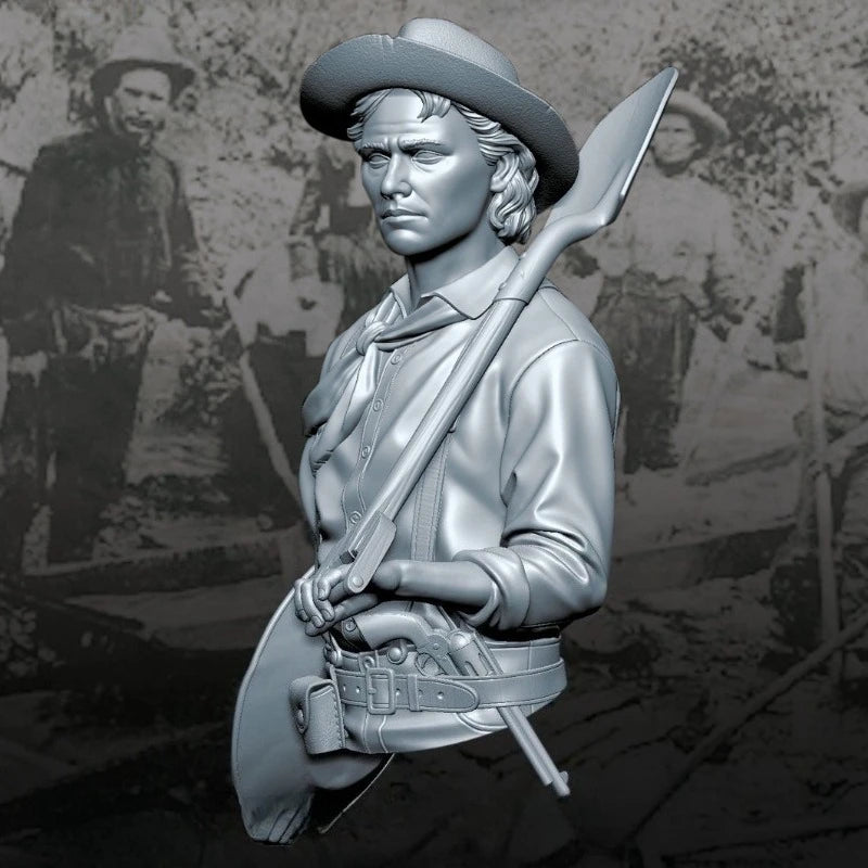 Gold Rush Era Prospector with Axe 1/10 Resin Bust - 1/10 resin model view 3