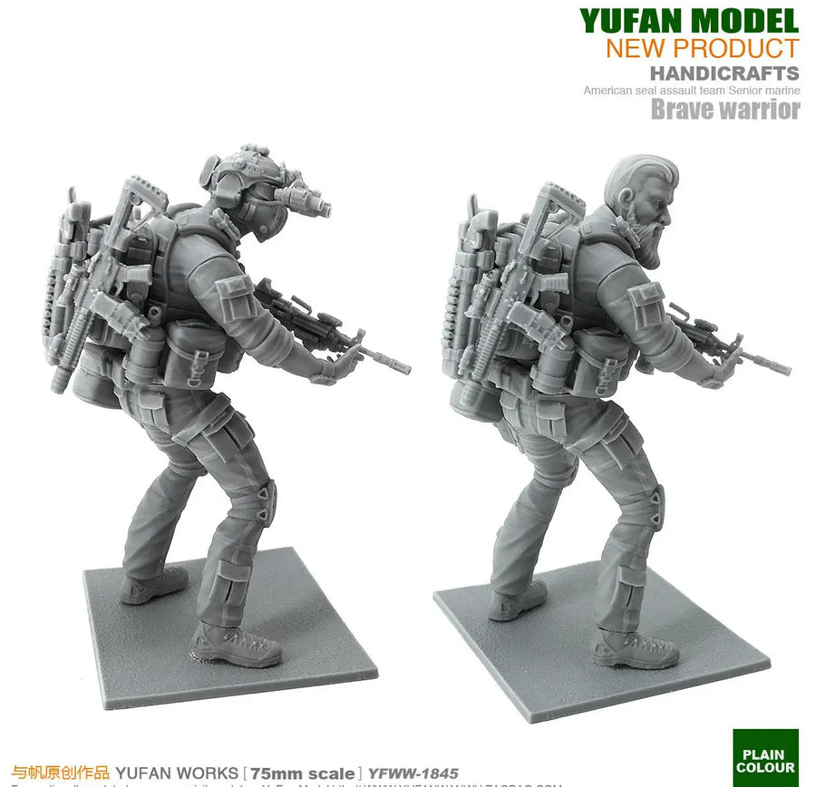 American Seal Assault Operator Bearded Head 75mm Resin Figure Kit - 75mm resin model view 5