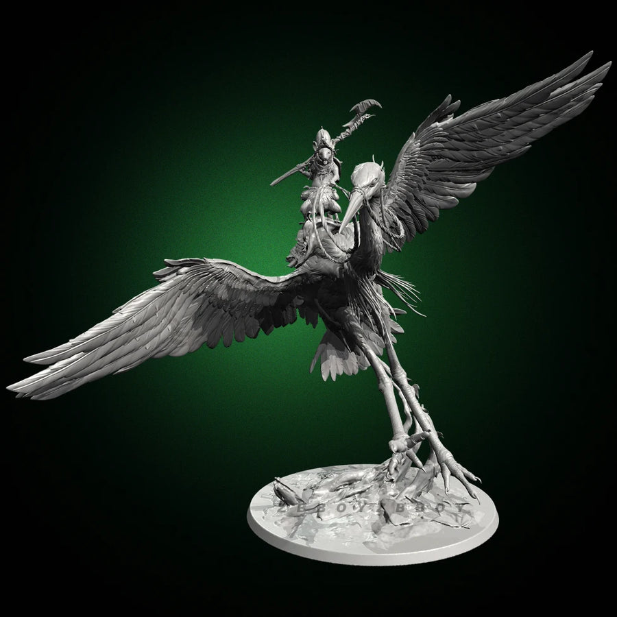 Winged Sorceress on Perched Bird 110mm Resin Figure Kit - 110mm resin model view 3