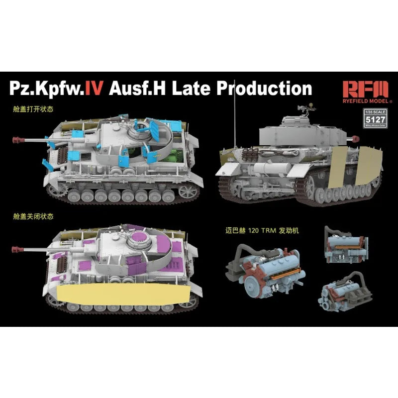 Pz.Kpfw.IV Ausf.H Late Production 1/35 Resin Model Kit - 1/35 resin model view 3