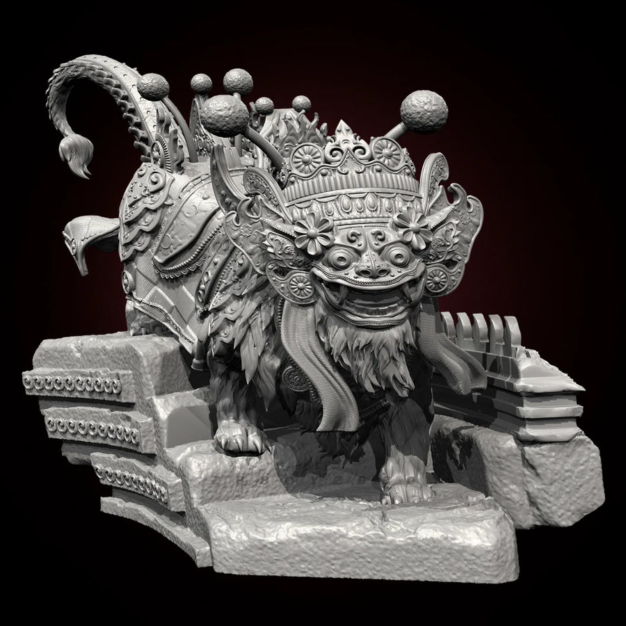 Oriental Foo Dog Lion Pair 50mm Resin Diorama Figure Kit - 50mm resin model view 3