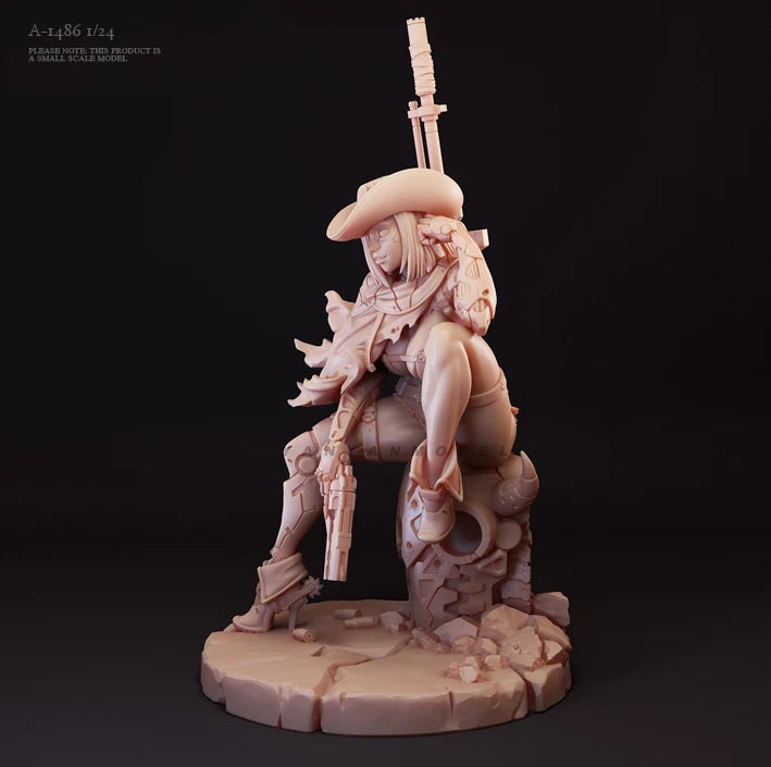 Cowboy Gunslinger with Sword 1/24 Resin Figure Kit - 1/24 resin model view 2