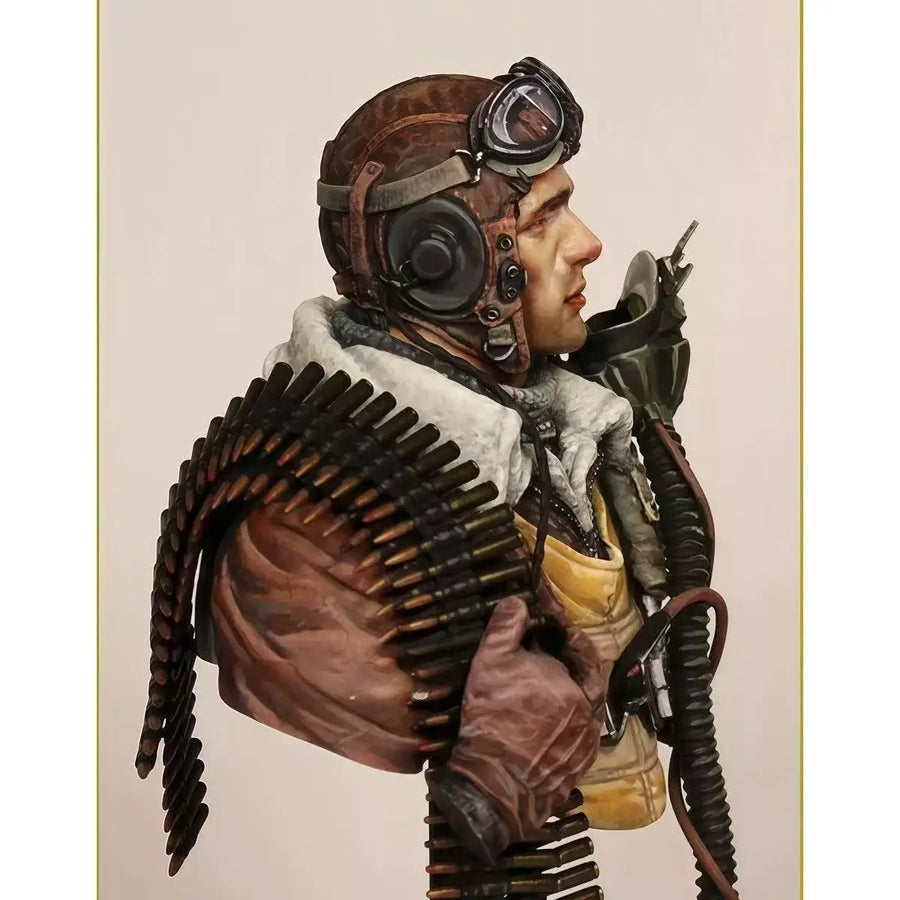 WWII US Army Air Corps Fighter Pilot 1/10 Resin Bust - 1/10 resin model view 4