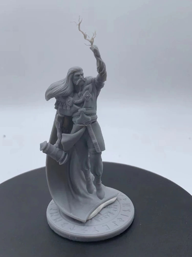 Fantasy Norse God Thor with Mjolnir and Lightning 1/24 Resin Figure Kit - resin model view 2