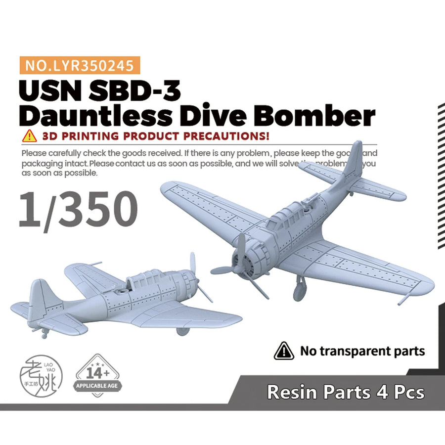 USN SBD-3 Dauntless WWII Dive Bomber 1/700 Resin Model Kit - 1/700 resin model view 3