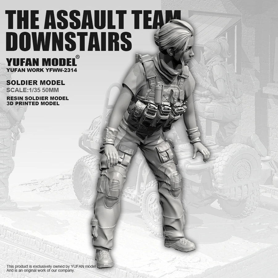 Assault Team Soldier with Tactical Gear 1/35 Resin Figure Kit - 1/35 resin model view 3