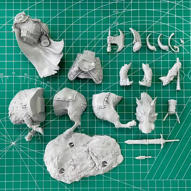 Orc Cavalry Warriors on Rhino Mount 75mm Resin Figure Kit - 75mm resin model view 5