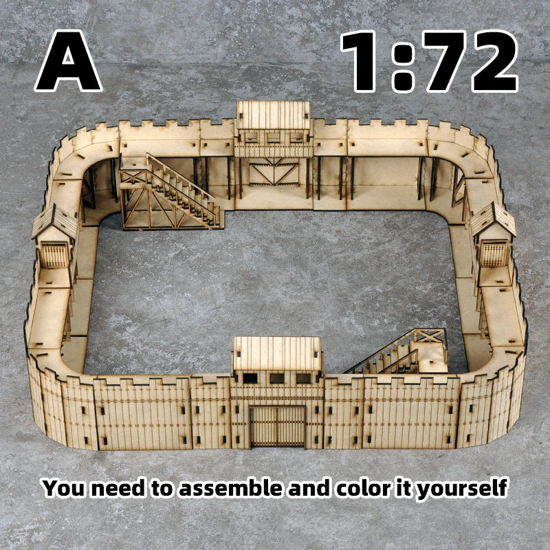 Medieval Wooden Palisade Fort 1:72 Resin Terrain Diorama Kit - 1/72 resin model view 3