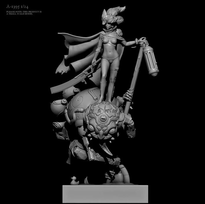 Sci-Fi Warrior with Red Mech Suit 1/24 Resin Figure Kit - 1/24 resin model view 3