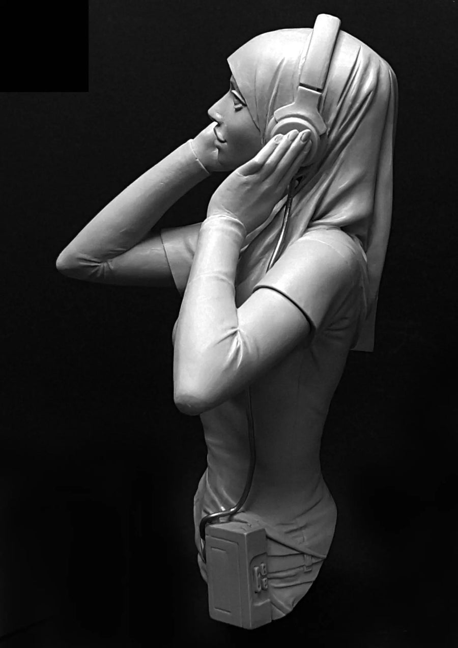 Hijab Girl with Headphones 108mm Resin Bust - 108mm resin model view 3