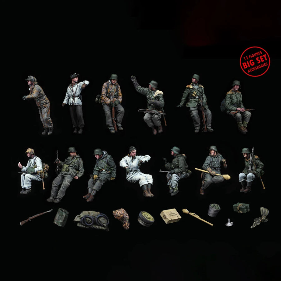 WWII Allied Soldiers 13-Figure Diorama Set 1/35 Resin Kit - 1/35 resin model view 6