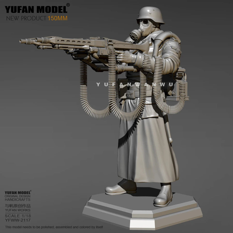 150MM WWII German Soldier with MG42 Machine Gun Resin Figure Kit - 150mm resin model view 2