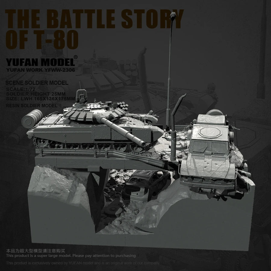 T-80 Main Battle Tank Diorama 1/72 Resin Model Kit with Soldier - 1/72 resin model view 4
