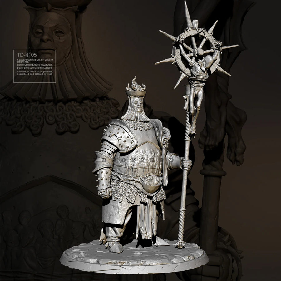 Fantasy Ornate Paladin King with Staff 38mm Resin Figure Kit - resin model view 2