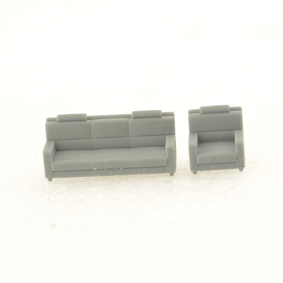 Modern Simple Sofa & 3+1 Seater Set 1/87 Resin Model Kit - 1/87 resin model view 2