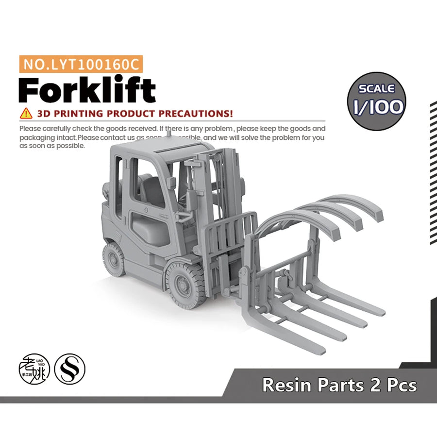 Forklift with Cargo Prongs 1/220 Scale Resin Model Kit - 1/220 resin model view 2
