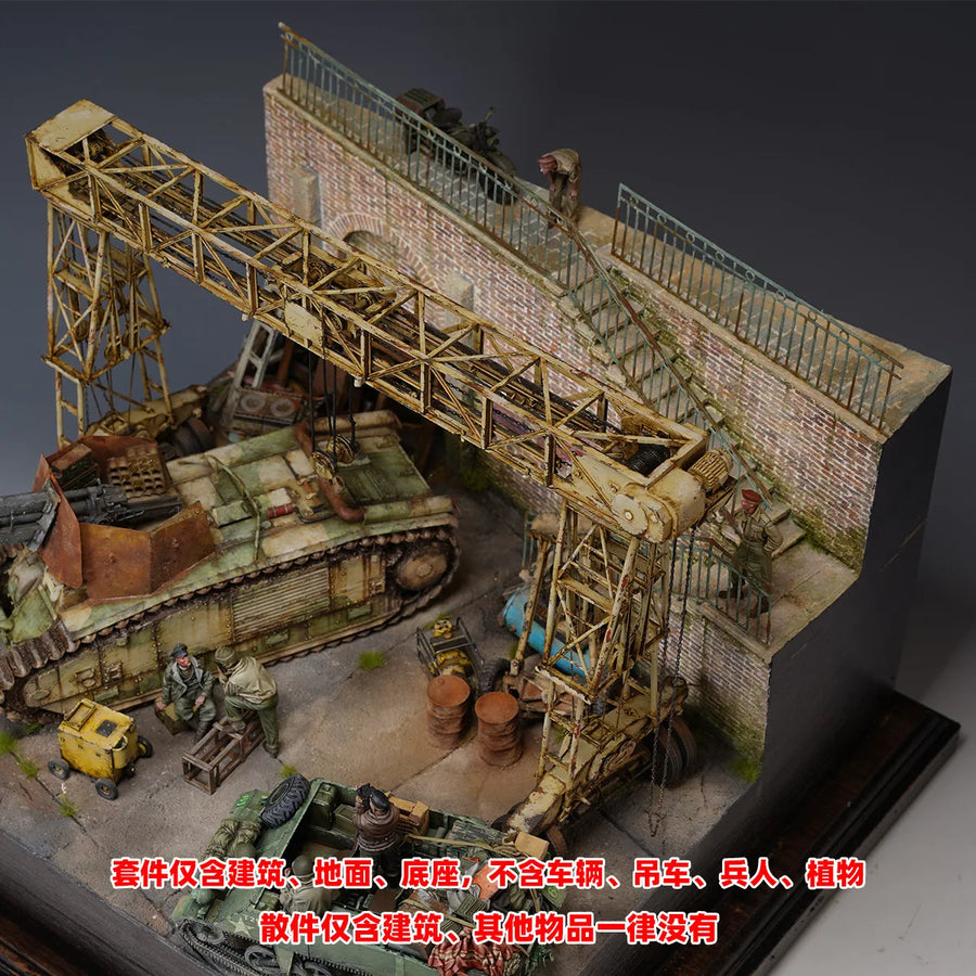 Open-Air Factory Building Repair Scenario 1/35 Resin Diorama Kit - 1/35 resin model view 3