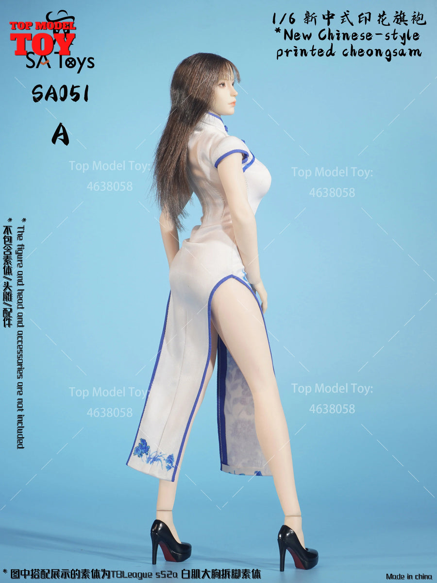 1/6 Chinese Cheongsam Female Figure Set Resin Model Toy 4 Styles - 1/6 resin model view 4