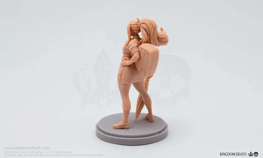 Anime Style Female Civilian with Umbrella & Backpack 28mm Resin Figure Kit - resin model view 3