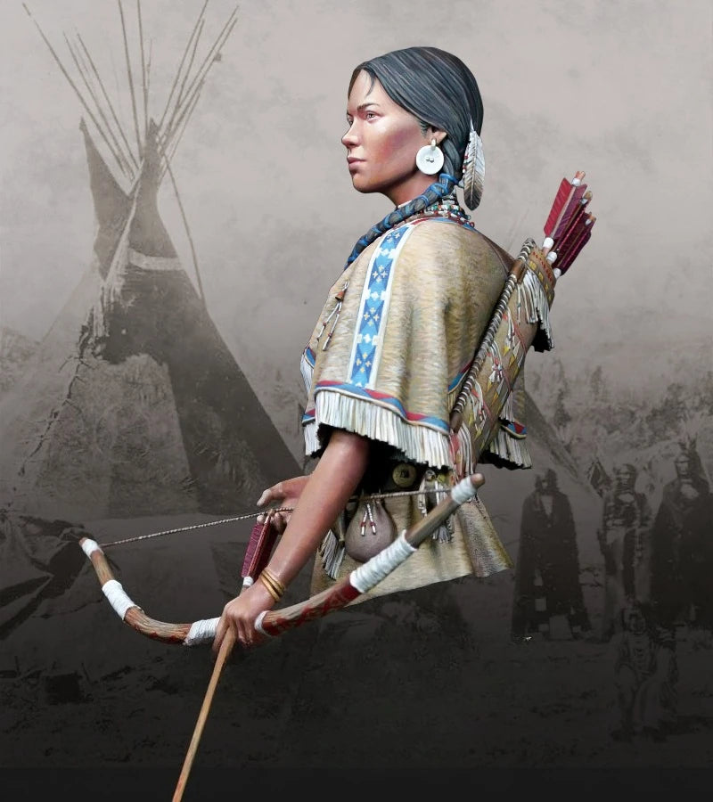 Native American Woman Archer with Bow 1/10 Resin Bust - 1/10 resin model view 2