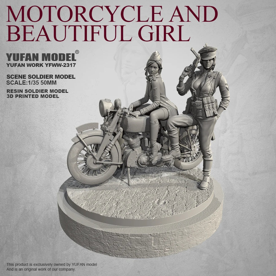 1/35 WWII Soldier with Motorcycle Resin Figure Kit - 1/35 resin model view 6