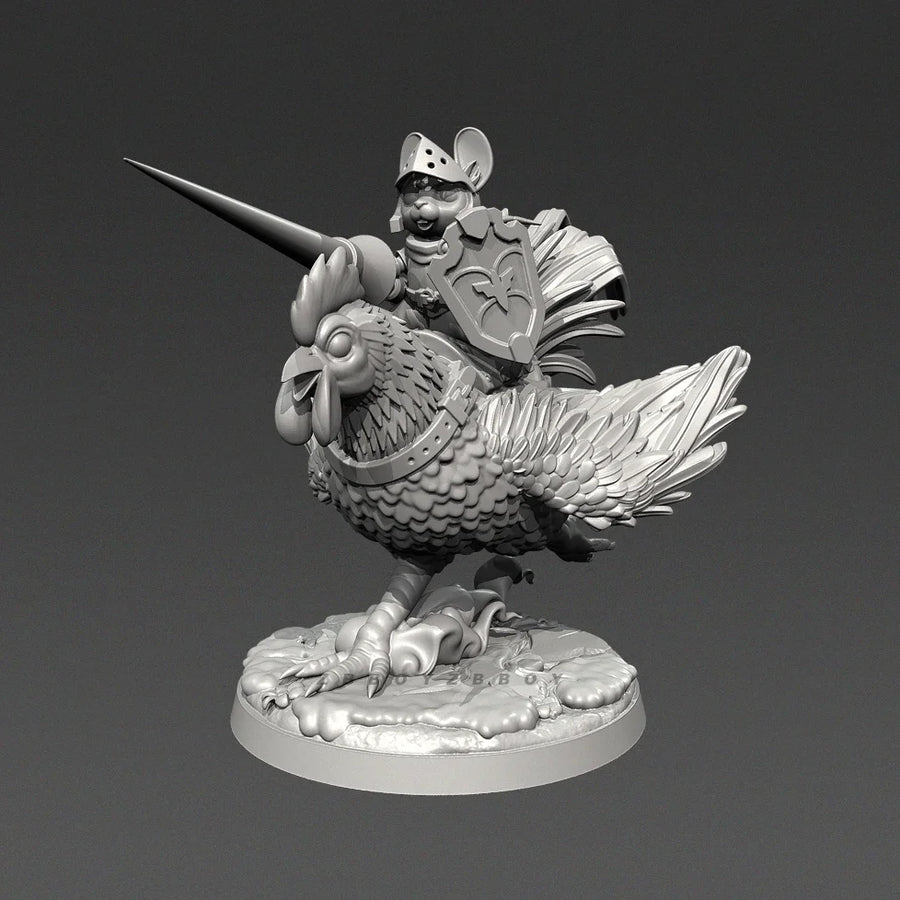 Rooster Knight Rider with Lance 38mm Resin Figure Kit - 38mm resin model view 2