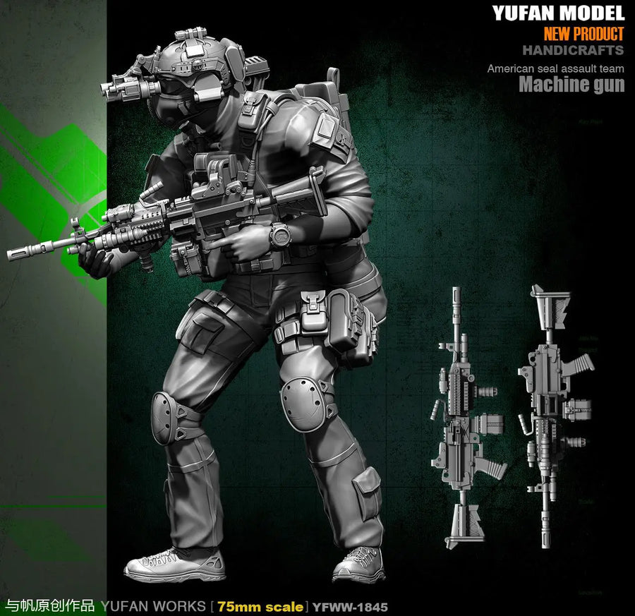 American Seal Assault Operator Bearded Head 75mm Resin Figure Kit - 75mm resin model view 2