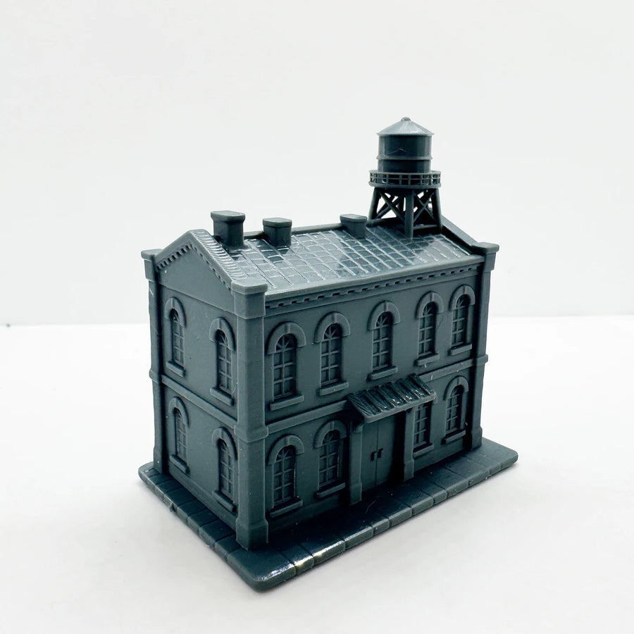 Vintage Two-Story Building with Water Tower Z Scale 1/220 Resin Model Kit - 1/220 resin model view 2