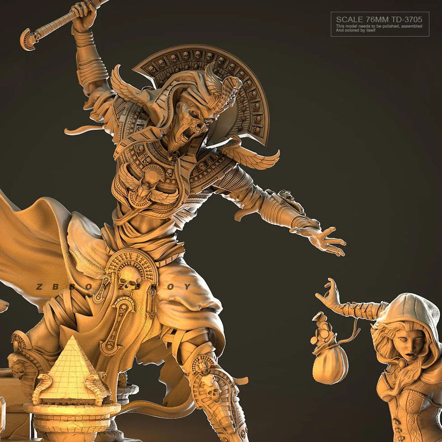 Fantasy Warriors Male & Female Busts with Axes 75mm Resin Kit - resin model view 2
