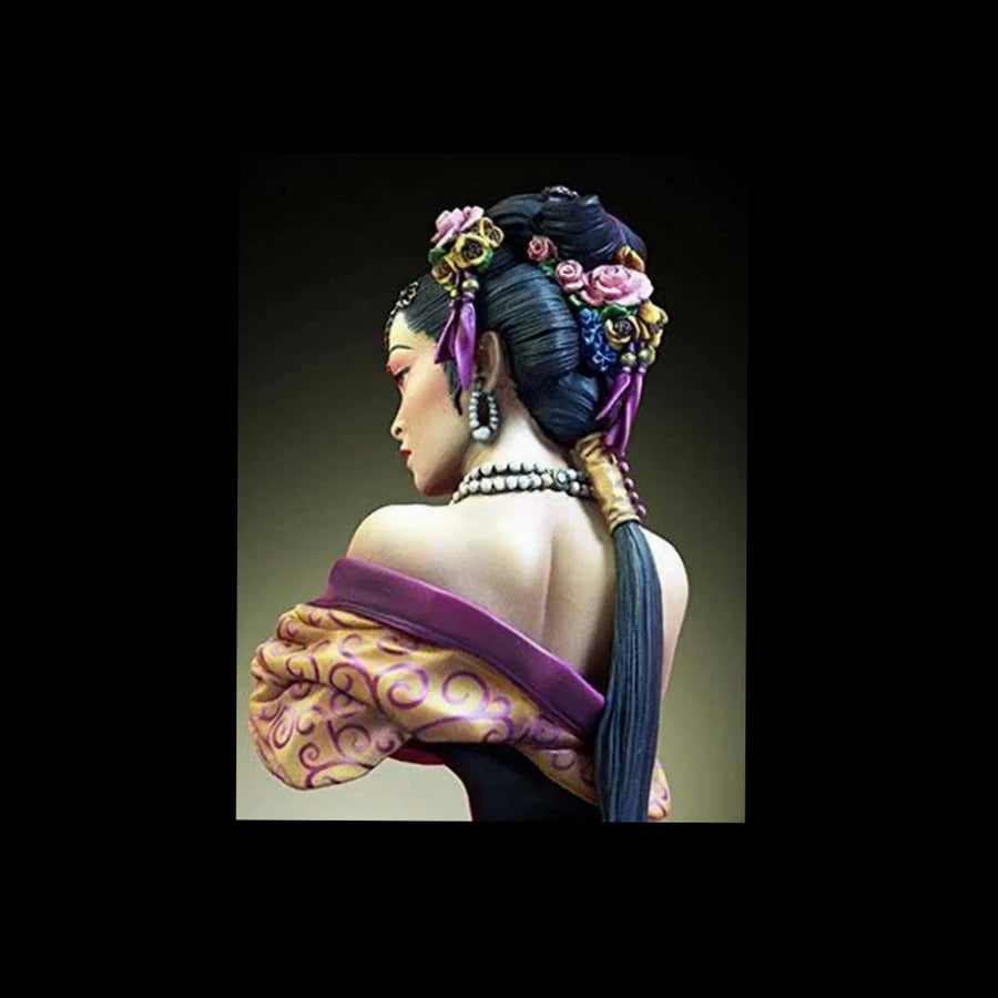 Chinese Ancient Beauty in Purple Silk 75mm Resin Bust - 75mm resin model view 2