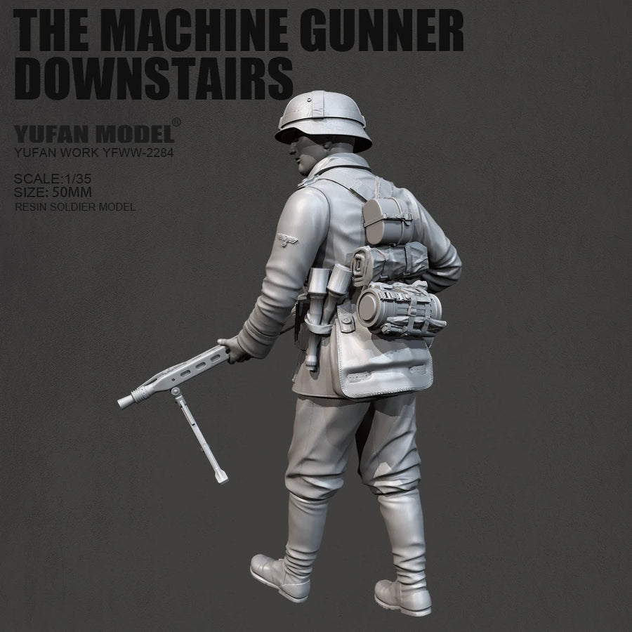 WWII Machine Gunner with Helmet 1/35 Resin Figure Kit - 1/35 resin model view 5
