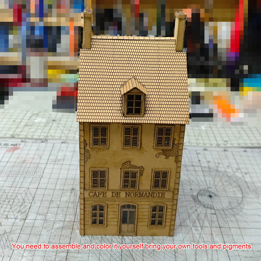 European Cafe Building Townhouse 1/72 Resin Terrain Diorama Kit - 1/72 resin model view 3