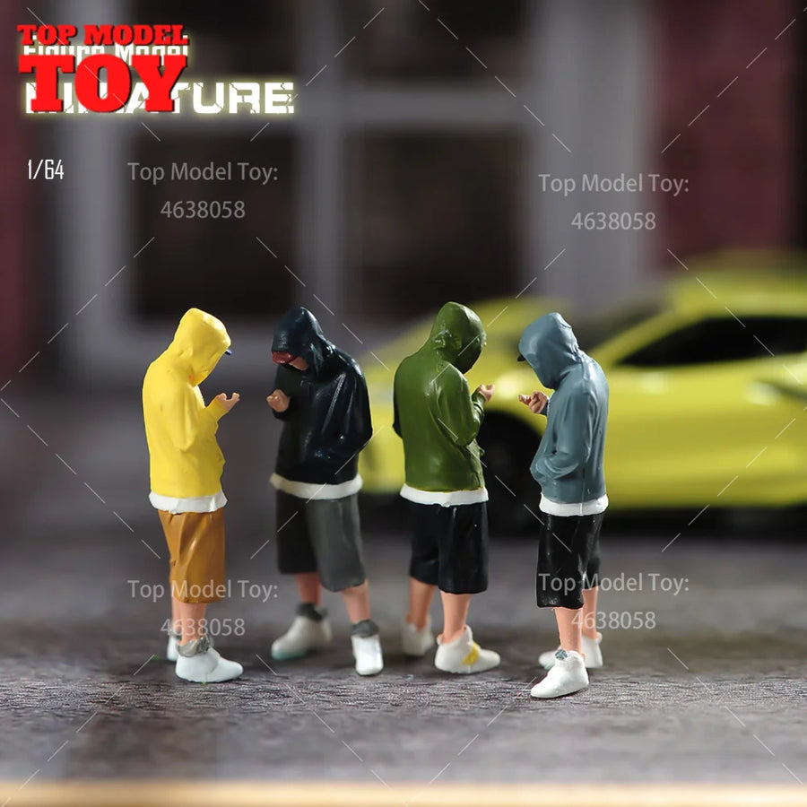 1/64 Casual Street Boy Hoodie Figures Resin Diorama Kit - 1/64 resin model view 3