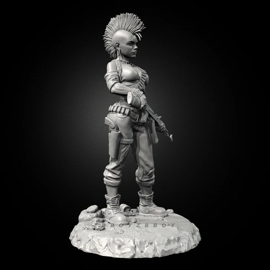 Mohawk Soldier Female Warrior 75mm Resin Figure Kit - 75mm resin model view 3