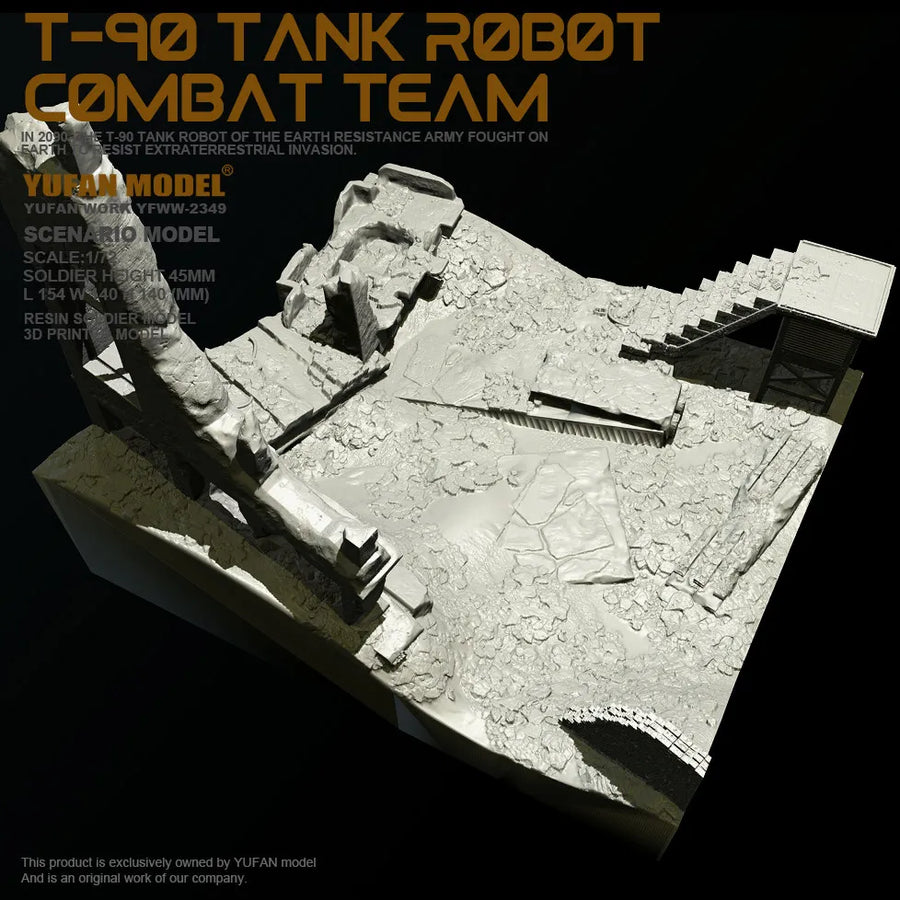 Ruined WWII Fortification Diorama Base 1/72 Resin Terrain Kit - resin model view 4