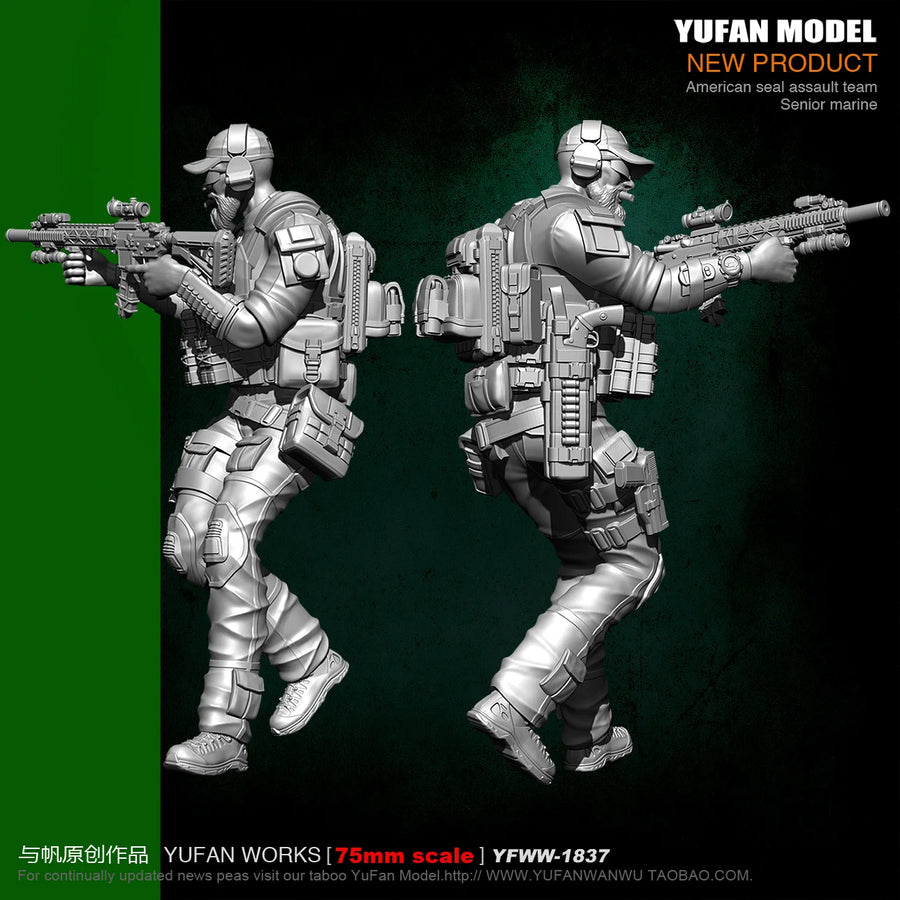 Modern US Tactical Operator with M4 Carbine & Plate Carrier 1/35 Resin Figure Kit - resin model view 3