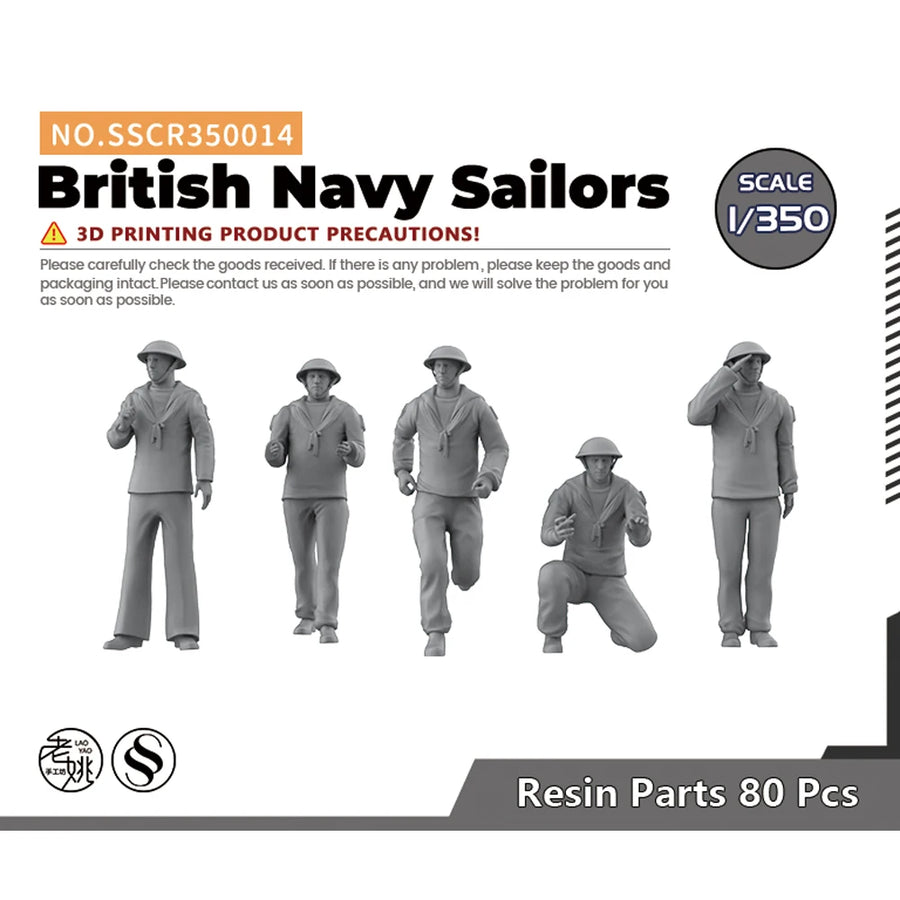 British Navy Sailors 1/700 Resin Figure Kit (80 Pieces) - 1/700 resin model view 3