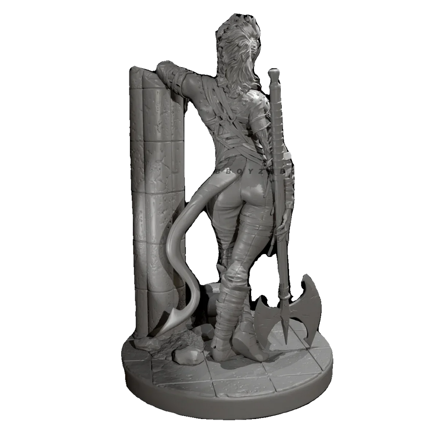 Warrior Woman with Axe and Pillar - 50mm Resin Figure Kit - 50mm resin model view 5