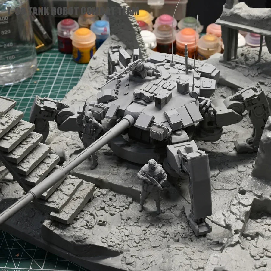 Modern T-90 Tank with Soldiers Fortified Position 1/35 Resin Diorama Kit - resin model view 2