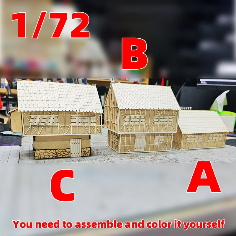 1:72 Scale European Rural Half-Timbered House Resin Terrain Diorama Kit - 1/72 resin model view 4
