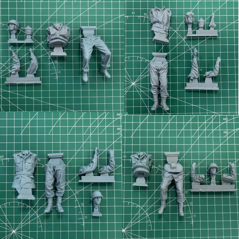 WWII US Army Machine Gun Crew 4-Figure Set 1/16 Resin Kit - resin model view 4