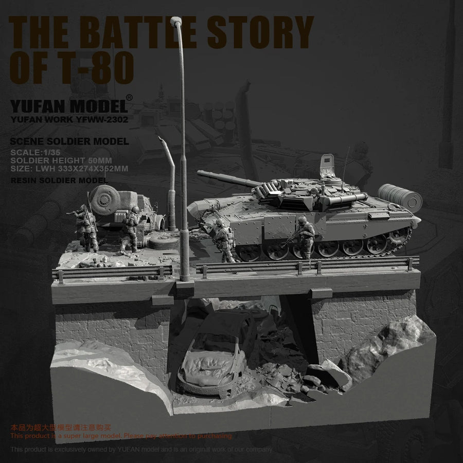 Soviet T-80 Tank Battle Diorama 1/35 Resin Model Kit - 1/35 resin model view 6