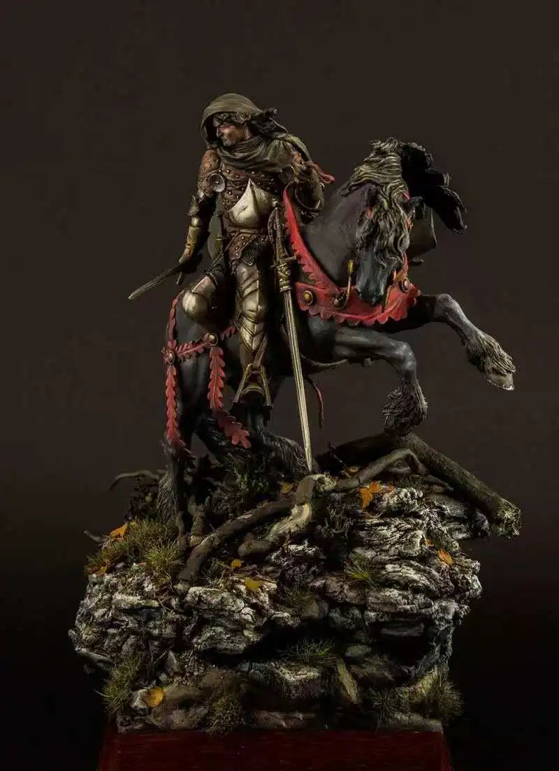 Fantasy Dark Undead Mounted Warrior with Sword on Black Horse Resin Figure Kit - resin model view 5