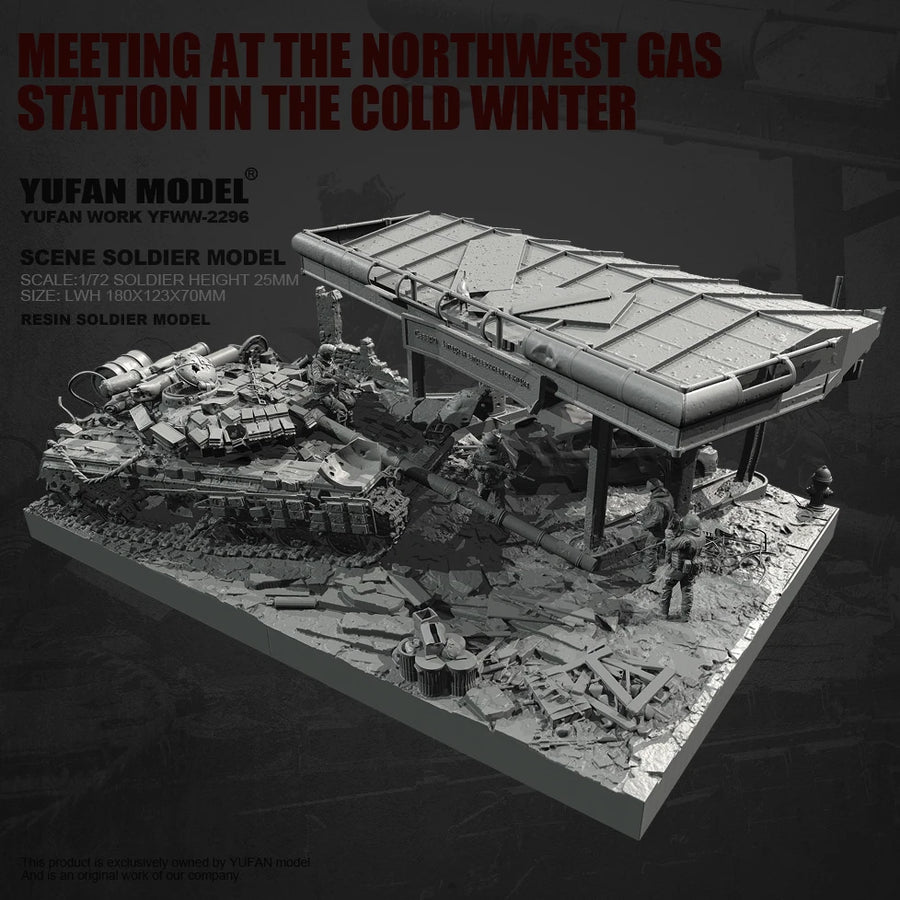 Winter Gas Station Cold War Diorama 1/72 Resin Model Kit - 1/72 resin model view 4