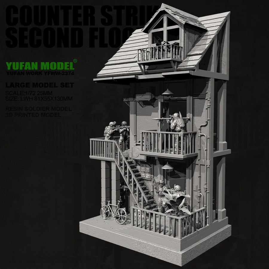 Civilian Residential Building Diorama Terrain 1/72 Resin Kit - resin model view 3