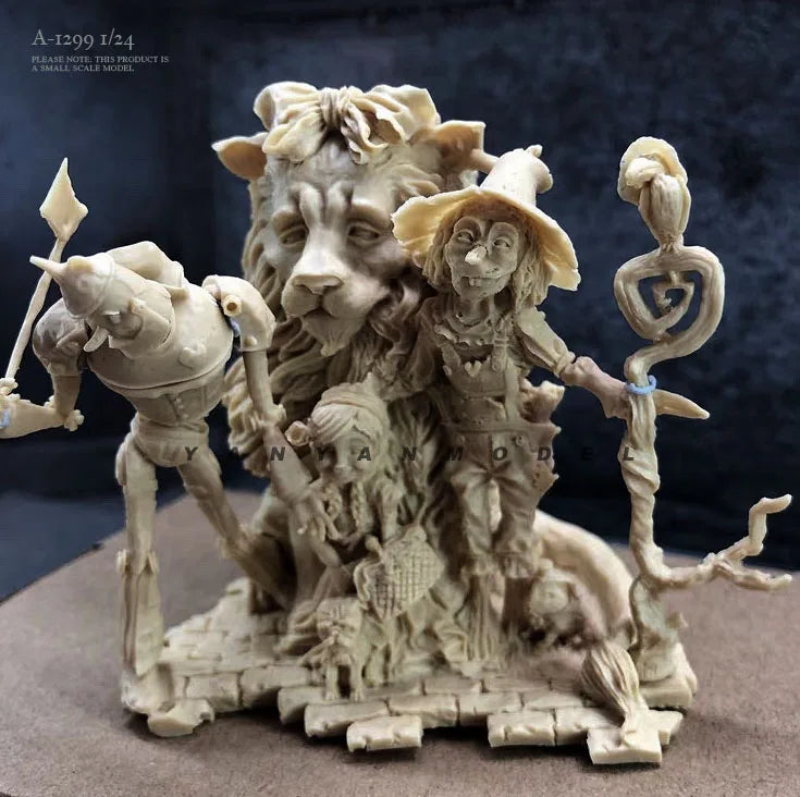 Lion with Companions Fantasy Diorama 1/24 Resin Figure Kit - 1/24 resin model view 2