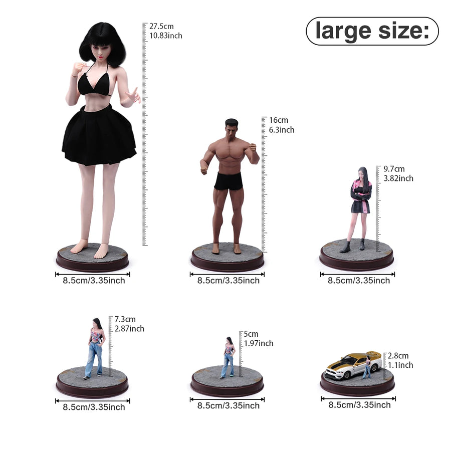 Red Muscle Car with Driver Figure 1:64 Resin Diorama Display Base - 1/64 resin model view 6