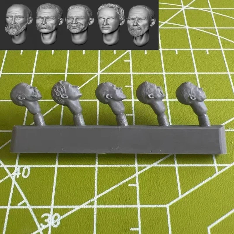 Historical Male Head Variants with Facial Features Resin Bust Kit 1/35 Scale - 1/35 resin model view 2